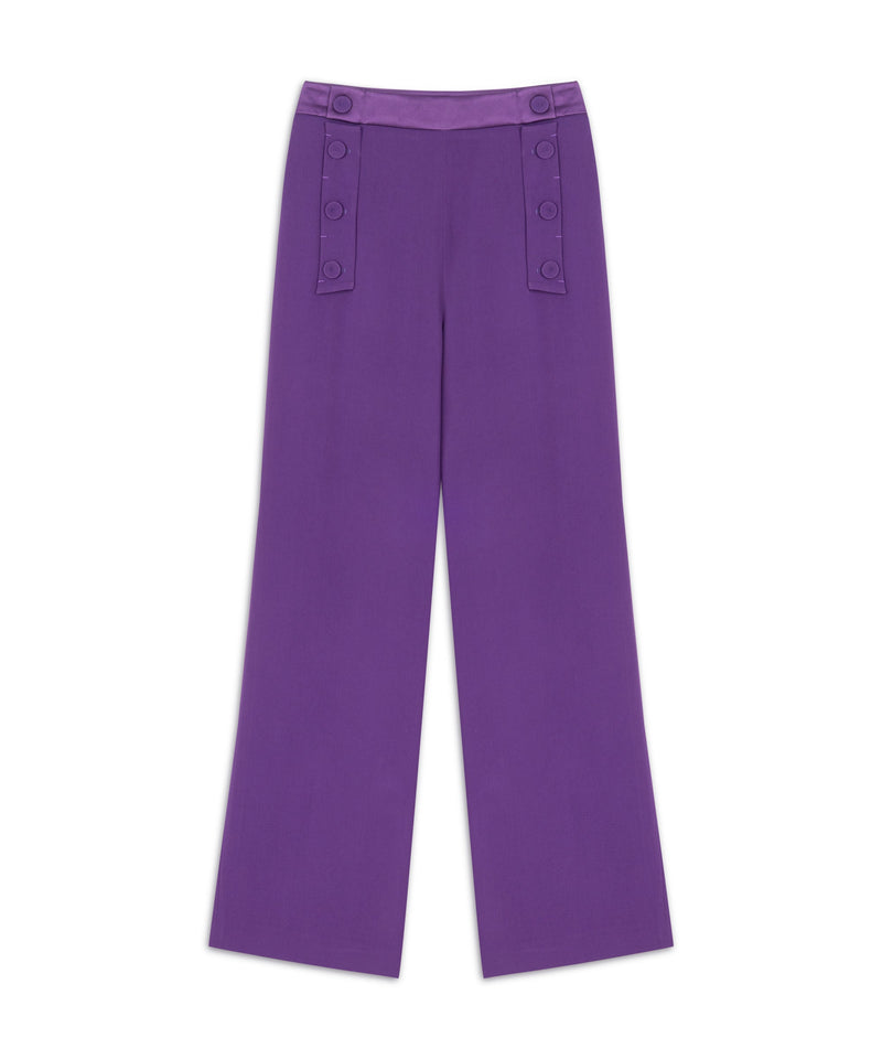 Machka Wide Cut Trousers With Button Accessories Dark Purple