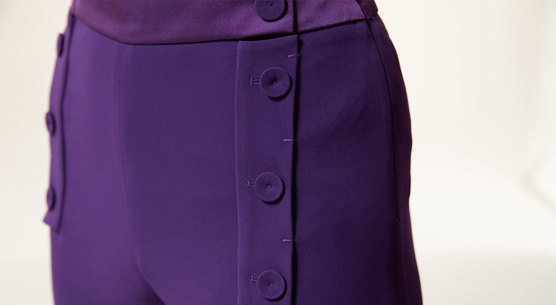 Machka Wide Cut Trousers With Button Accessories Dark Purple