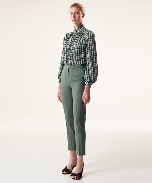 Machka Solid Relaxed Fit Trousers Light Green