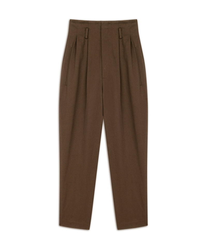 Machka Cigarette Fit Gabardine Trousers Brown