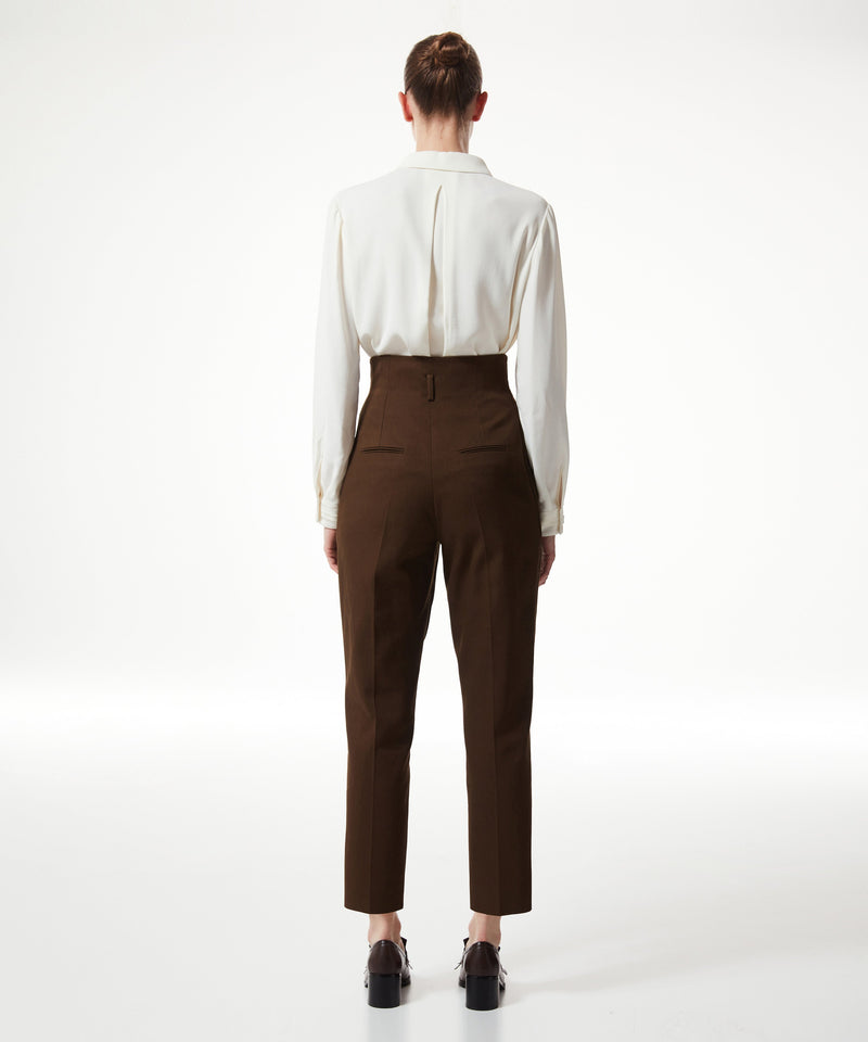 Machka Cigarette Fit Gabardine Trousers Brown