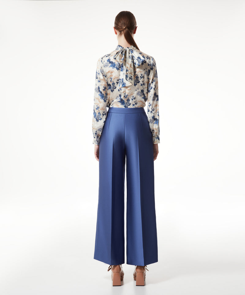 Machka Satin Duchess Wide Leg Fit Trousers Dark Blue