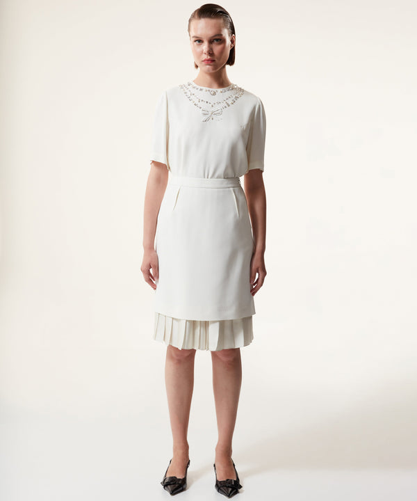 Machka Two-Piece Look Crepe Skirt Off White
