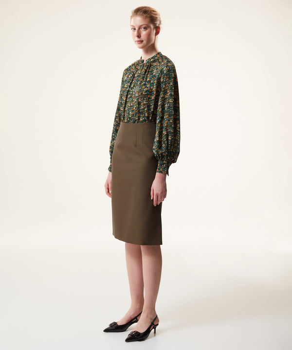 Machka Pencil Skirt With Slit Detailed Dark Green