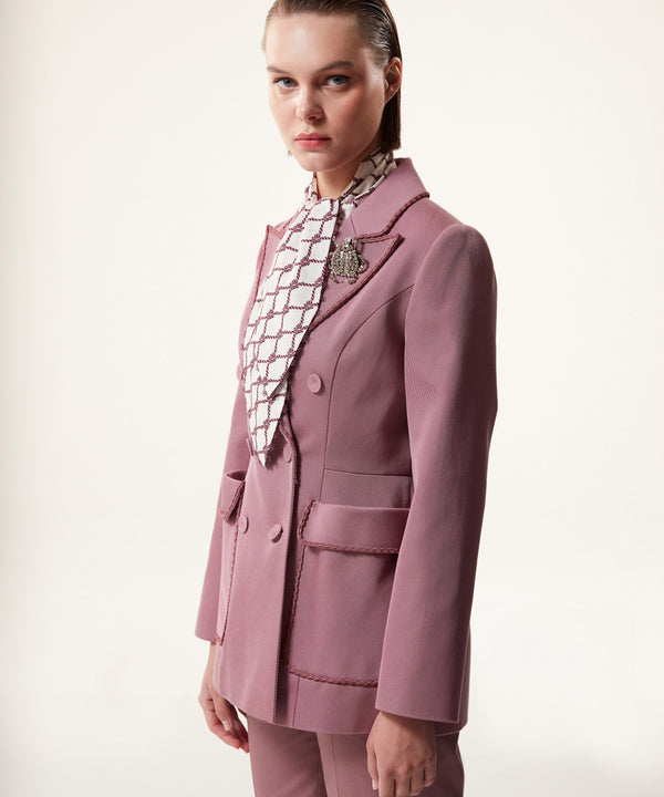 Machka Solid Jacket With Embroidered Detail Old Rose