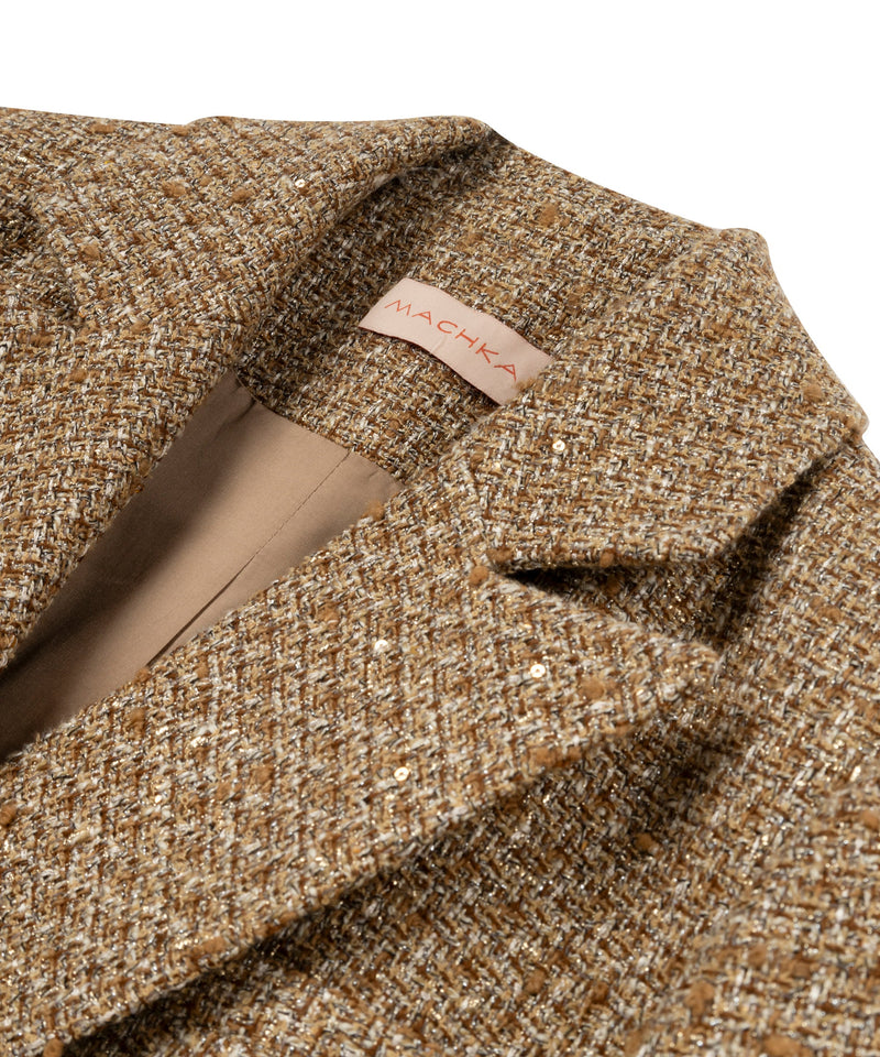 Machka Sequined Tweed Blazer Camel