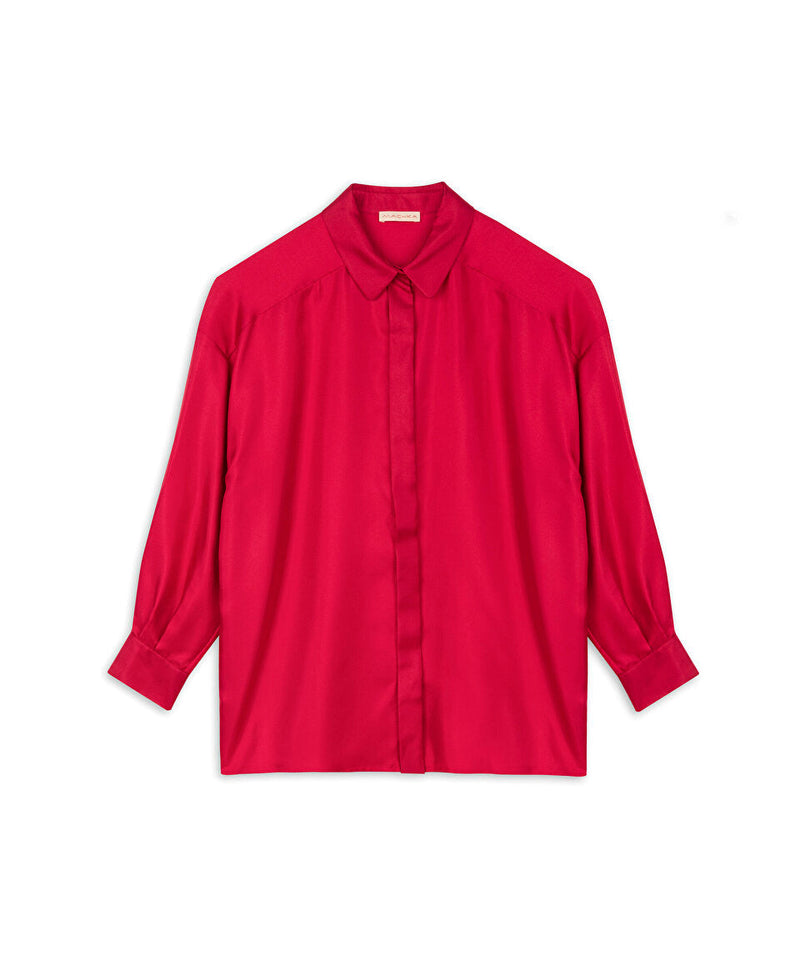 Machka Relaxed Fit Silk Shirt Red