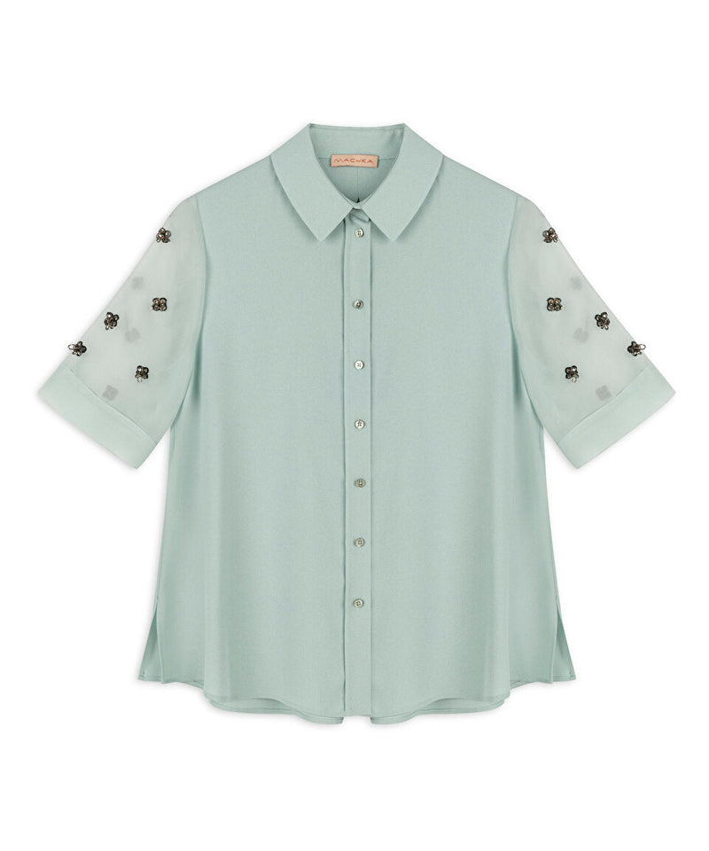 Machka Organza Mix Embroidered Blouse Light Green