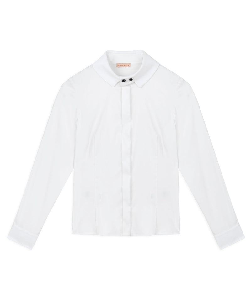 Machka Poplin Shirt With Ornamental Buttons White