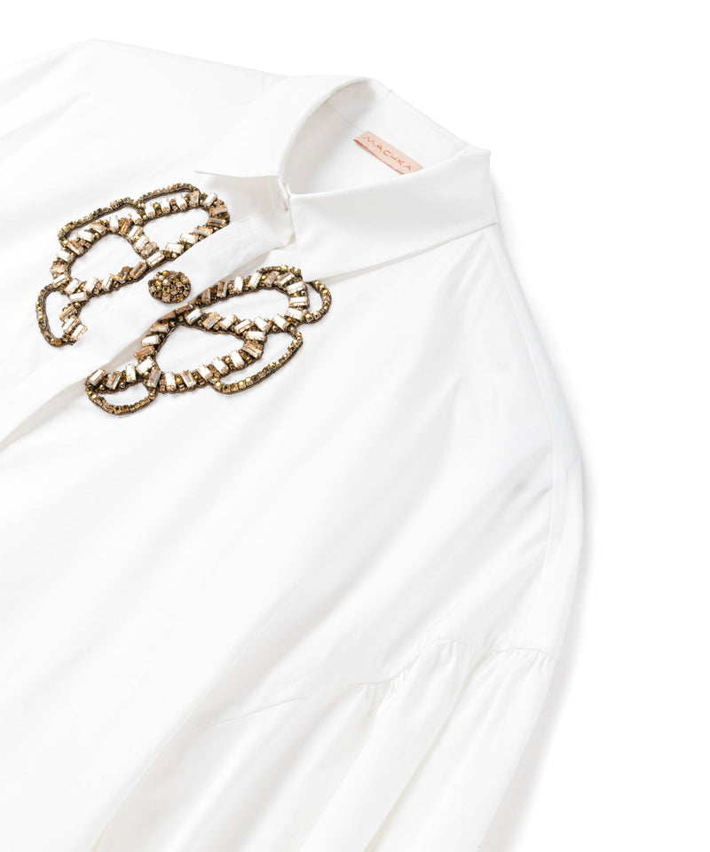 Machka Stone-Embroidered Poplin Shirt White