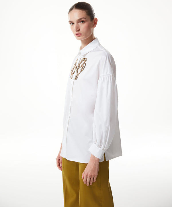 Machka Stone-Embroidered Poplin Shirt White