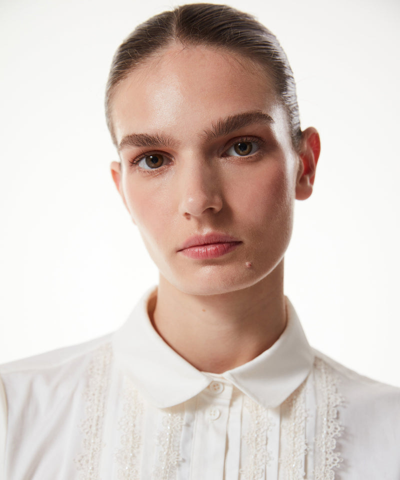 Machka Embroidered Poplin Shirt Off White