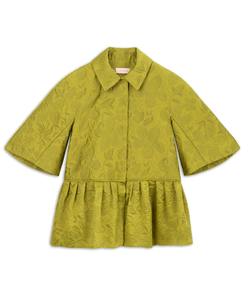 Machka Jacquard Ruffle Hem Jacket Yellow