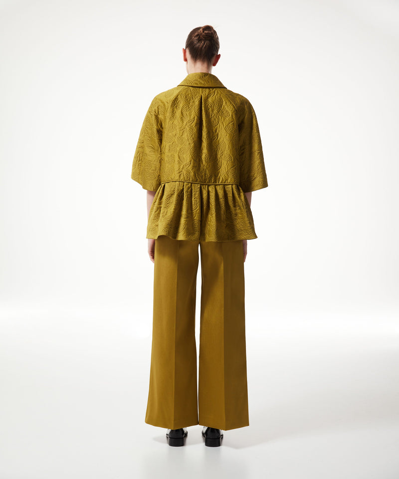 Machka Jacquard Ruffle Hem Jacket Yellow