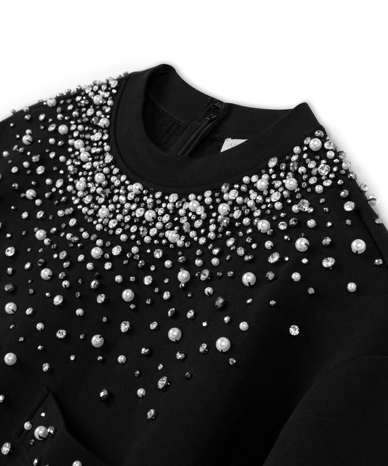 Machka Pearl-Embroidered Sweatshirt Black