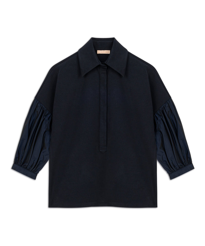 Machka Taffeta Garni Sweatshirt Navy Blue