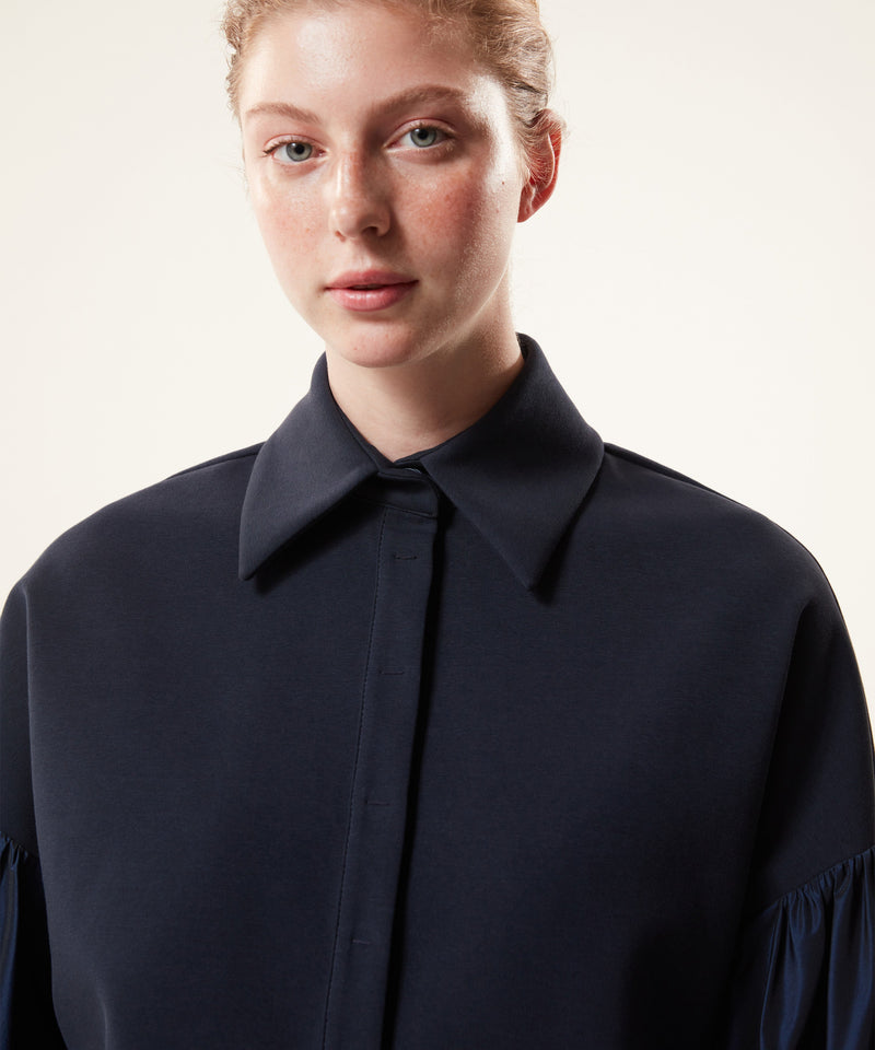 Machka Taffeta Garni Sweatshirt Navy Blue