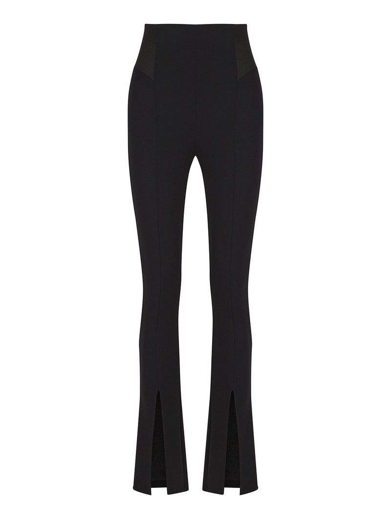 Nocturne High Waist Front Slit Detail Trouser Black