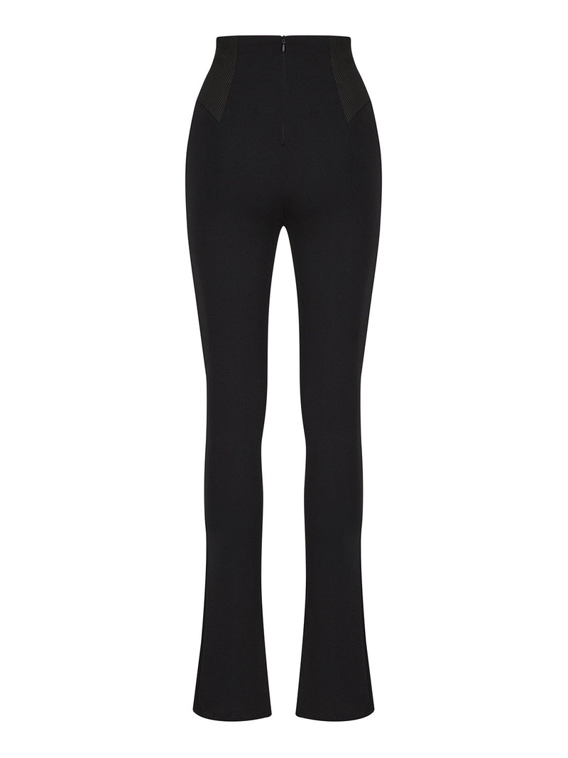 Nocturne High Waist Front Slit Detail Trouser Black