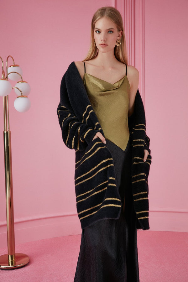 Nocturne Glittered Striped Cardigan Black