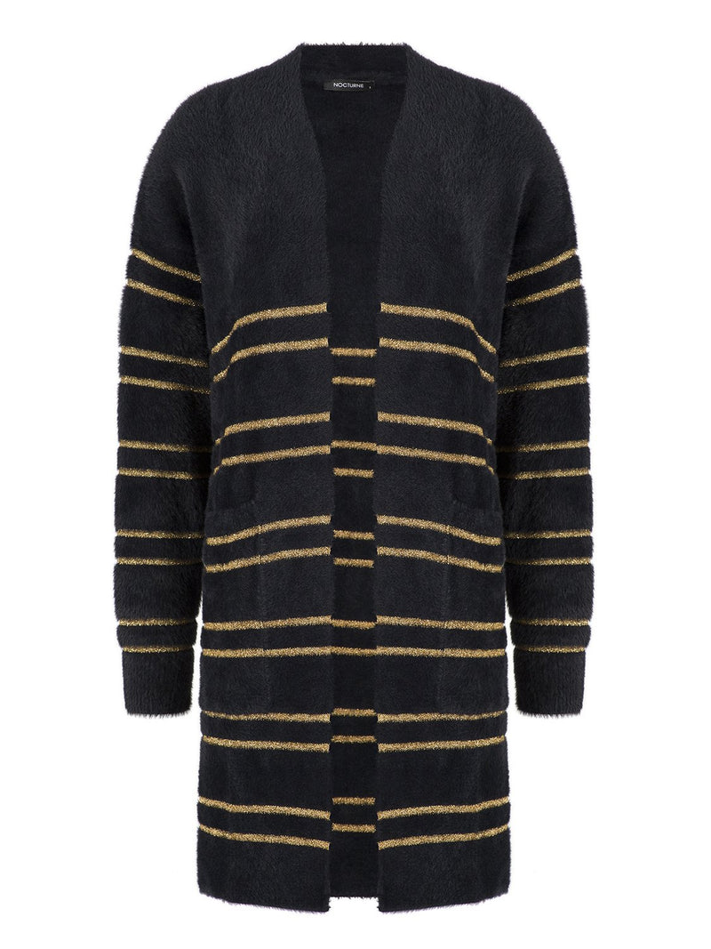 Nocturne Glittered Striped Cardigan Black