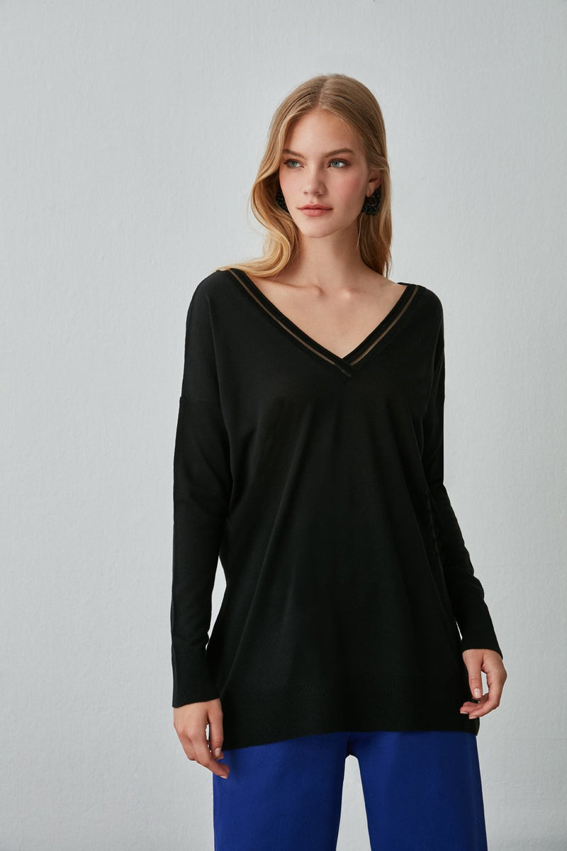 Nocturne Transparent Detail Sweater Black