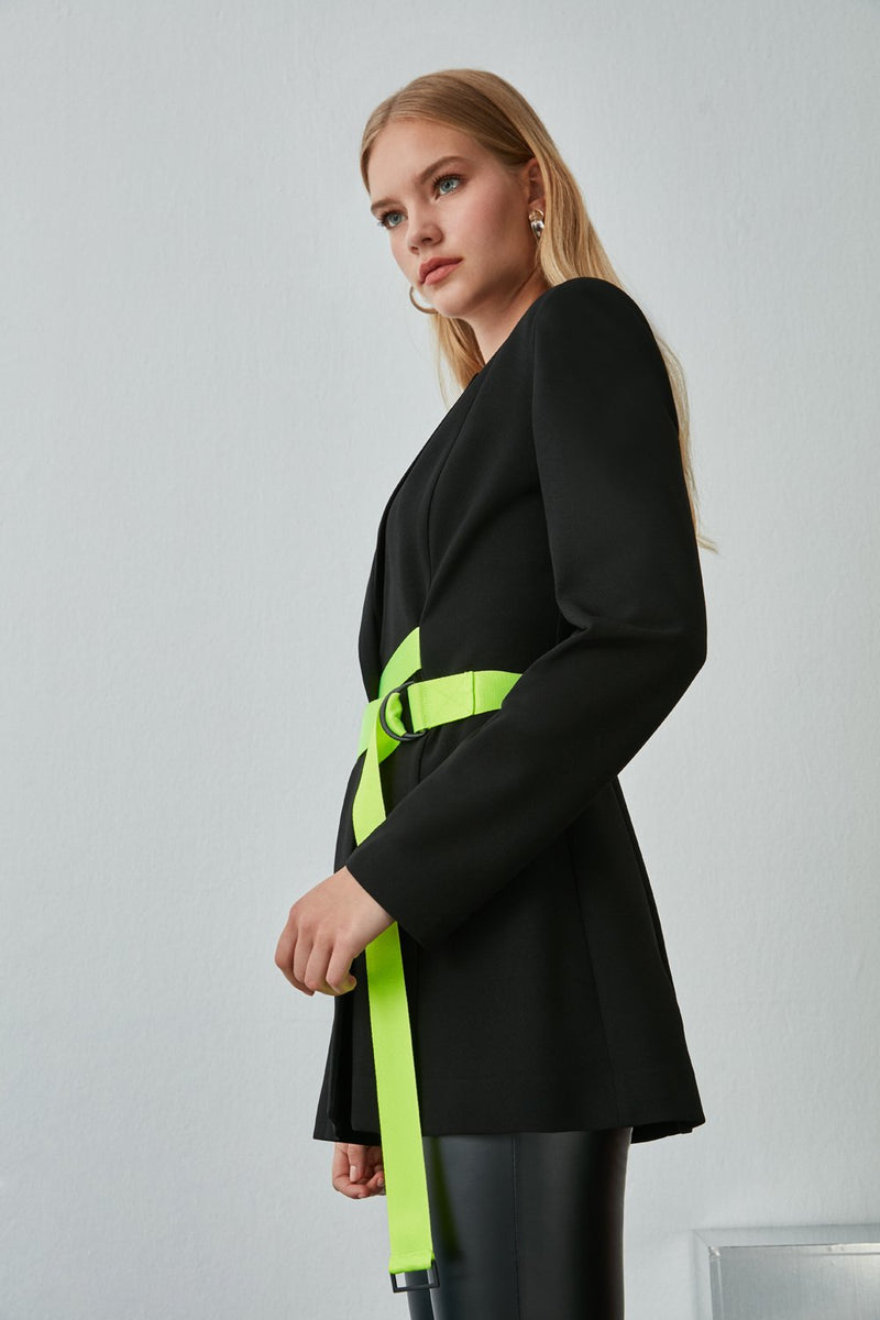 Nocturne Long Sleeve Belted Jacket Black