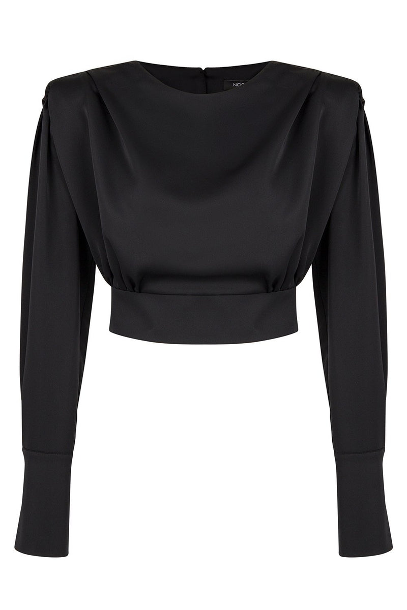 Nocturne Long Sleeve Crop Top Black