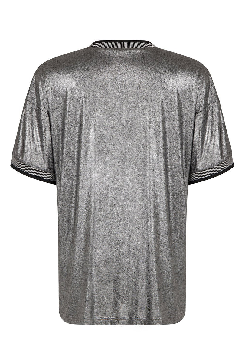 Nocturne Lurex Short Sleeve T-Shirt Silver