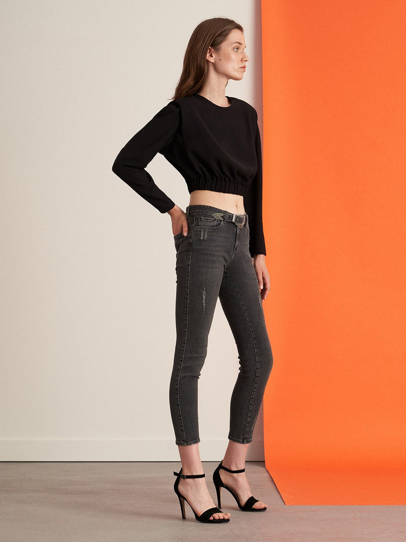 Nocturne High Waist Skinny Trouser Black