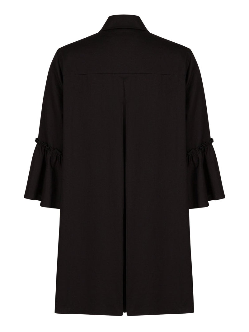 Nocturne Dress Shirt Short Pleat L/S Black - Wardrobe Fashion