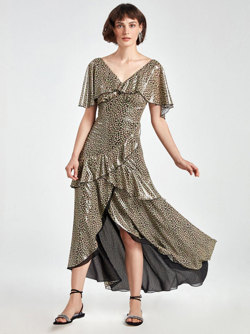 Nocturne Dress Print Layered S/ Multi Color - Wardrobe Fashion