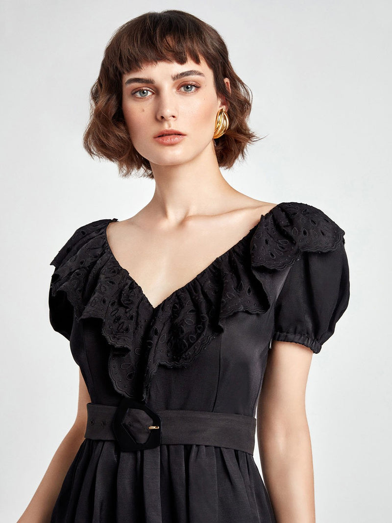Nocturne Dress Short V-Neck S Black - Wardrobe Fashion