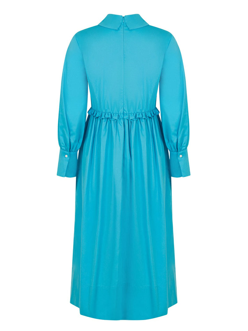 Nocturne Dress Pleat L/Sl Blue - Wardrobe Fashion