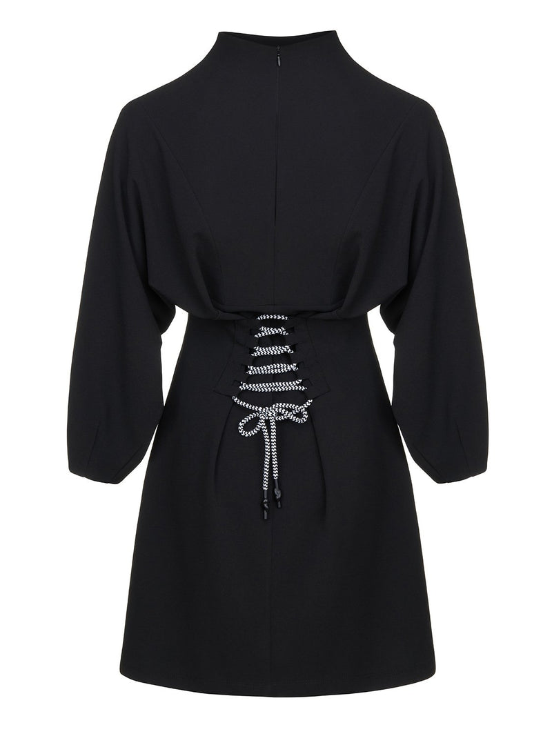 Nocturne Long Sleeve Drawstring Detail Dress Black