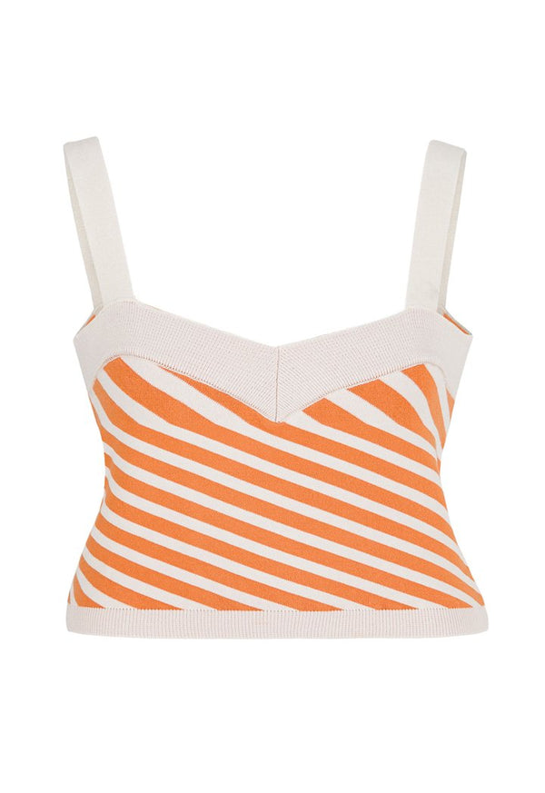 Nocturne Striped Knit Crop Top Orange