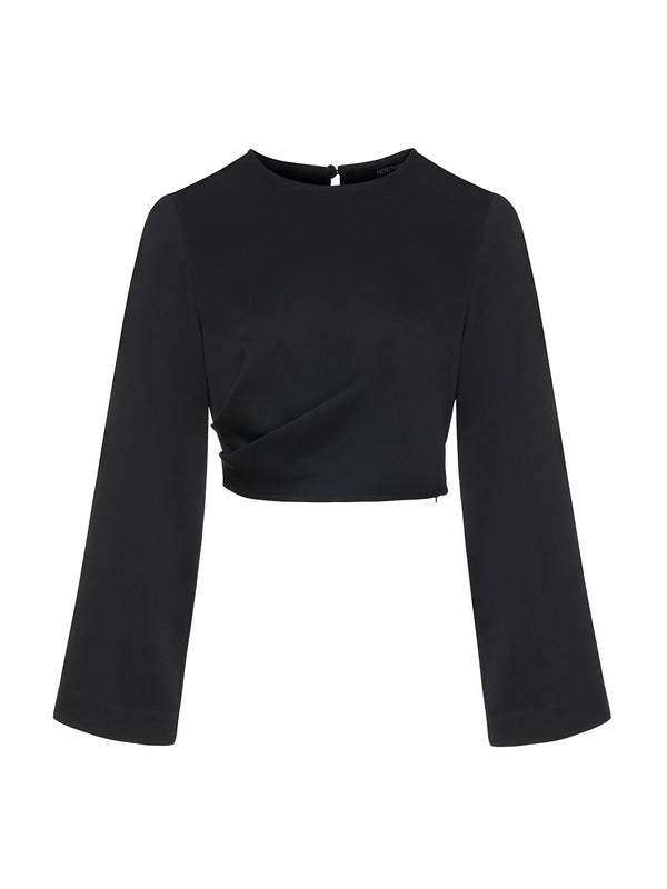 Nocturne Long Sleeve Cropped Blouse Black