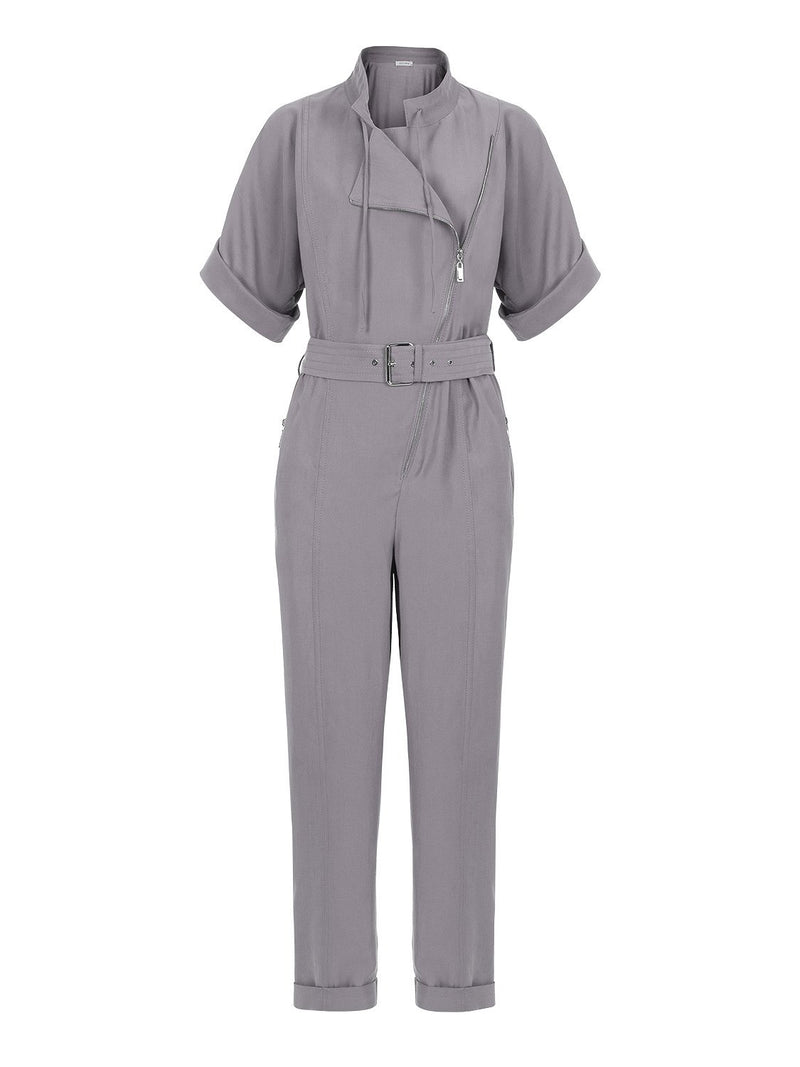 Nocturne 
Double Breasted Zipper Jumpsuit Grey