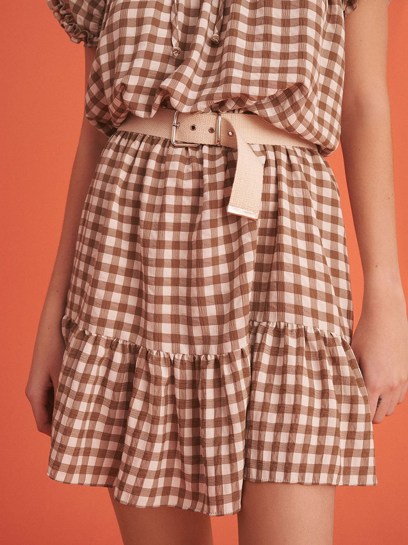 Nocturne Gathered Plaid Dress Varyant