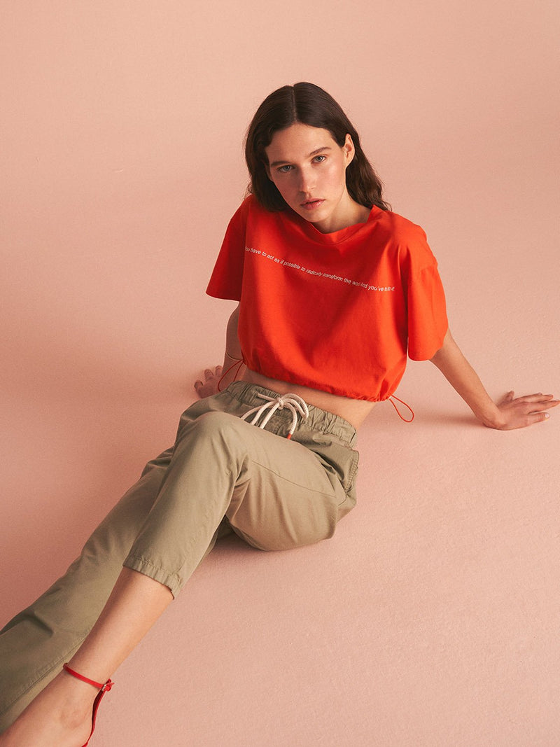 Nocturne Lace-Up Carrot Trousers Khaki