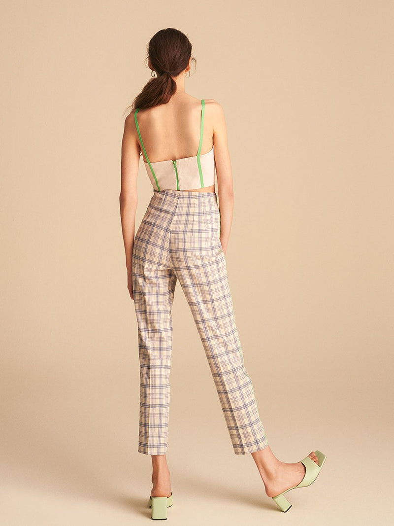 Nocturne Piping Detailed Plaid Trousers Varyant