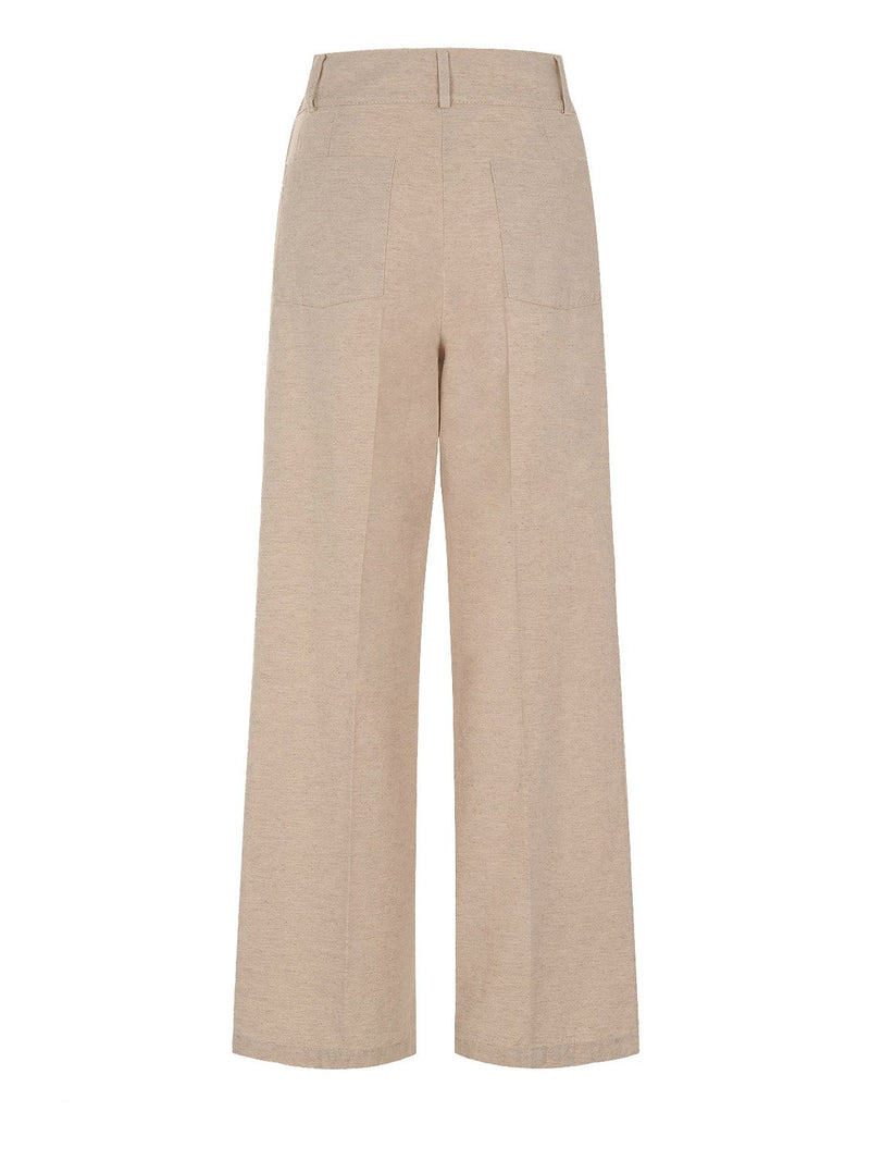 Nocturne Pleated Wide Leg Trousers Beige