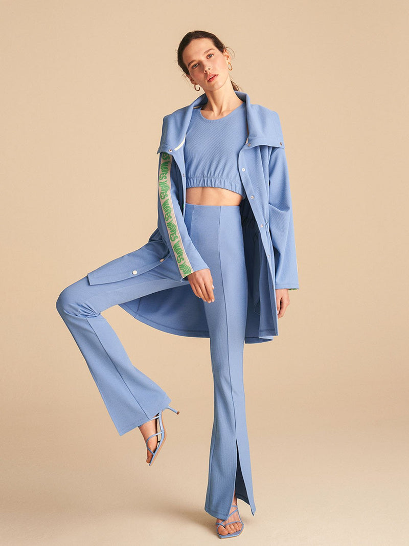 Nocturne Slit Flared Trousers Blue