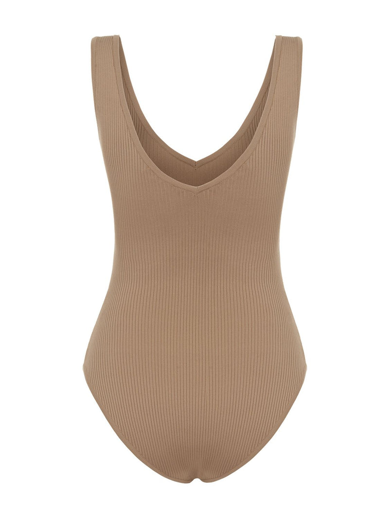 Nocturne V Neck Knitwear Body Beige