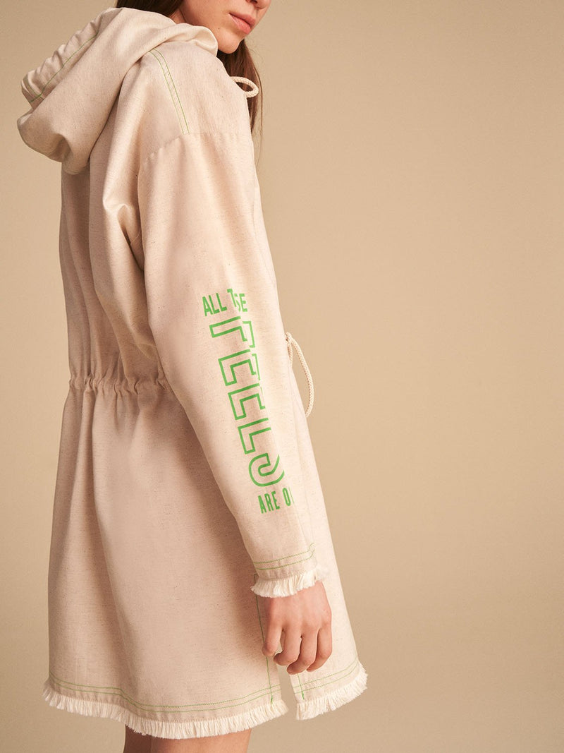 Nocturne Hooded Printed Jacket Beige