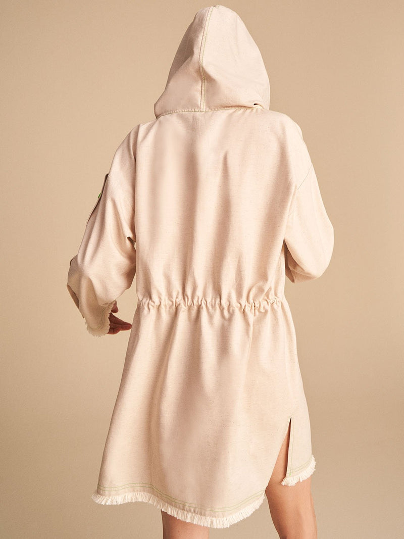 Nocturne Hooded Printed Jacket Beige