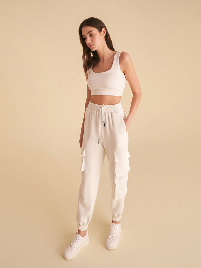 Nocturne Knitted Crop Top With Straps White