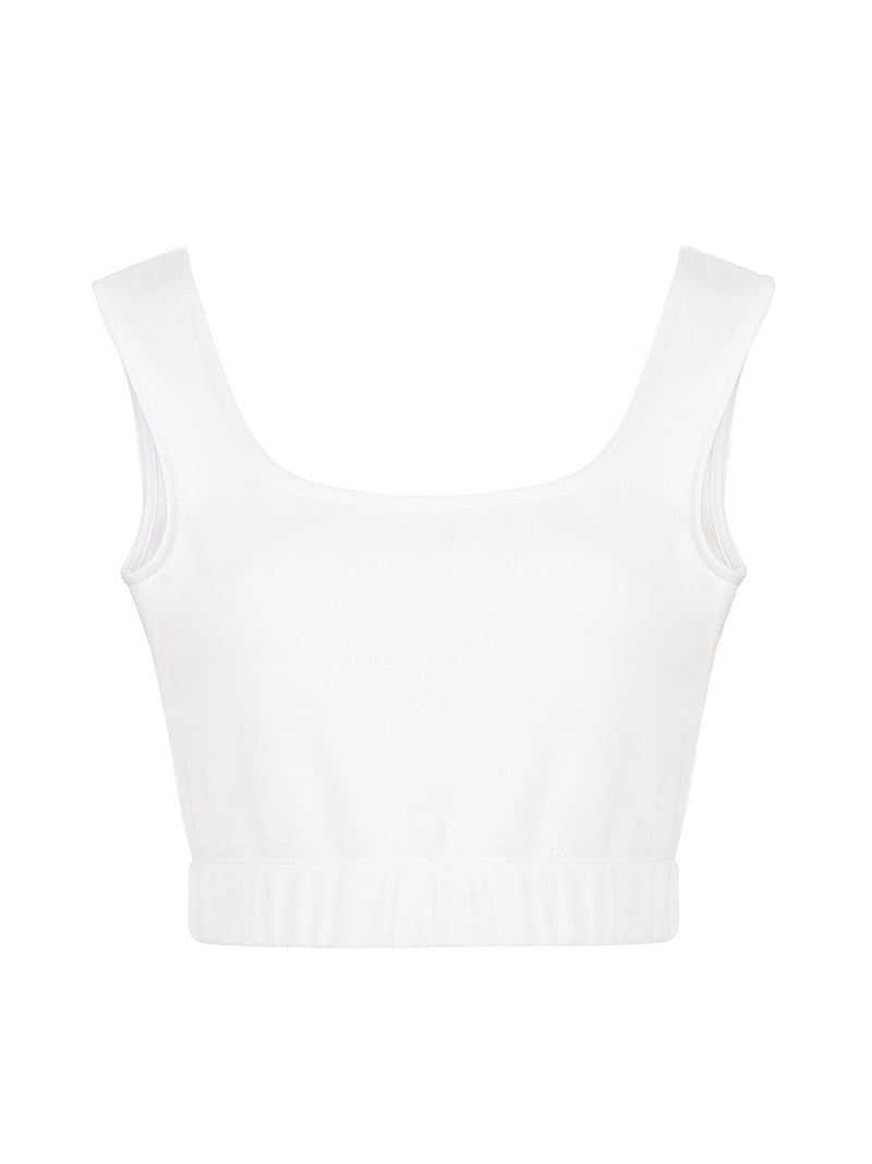 Nocturne Knitted Crop Top With Straps White