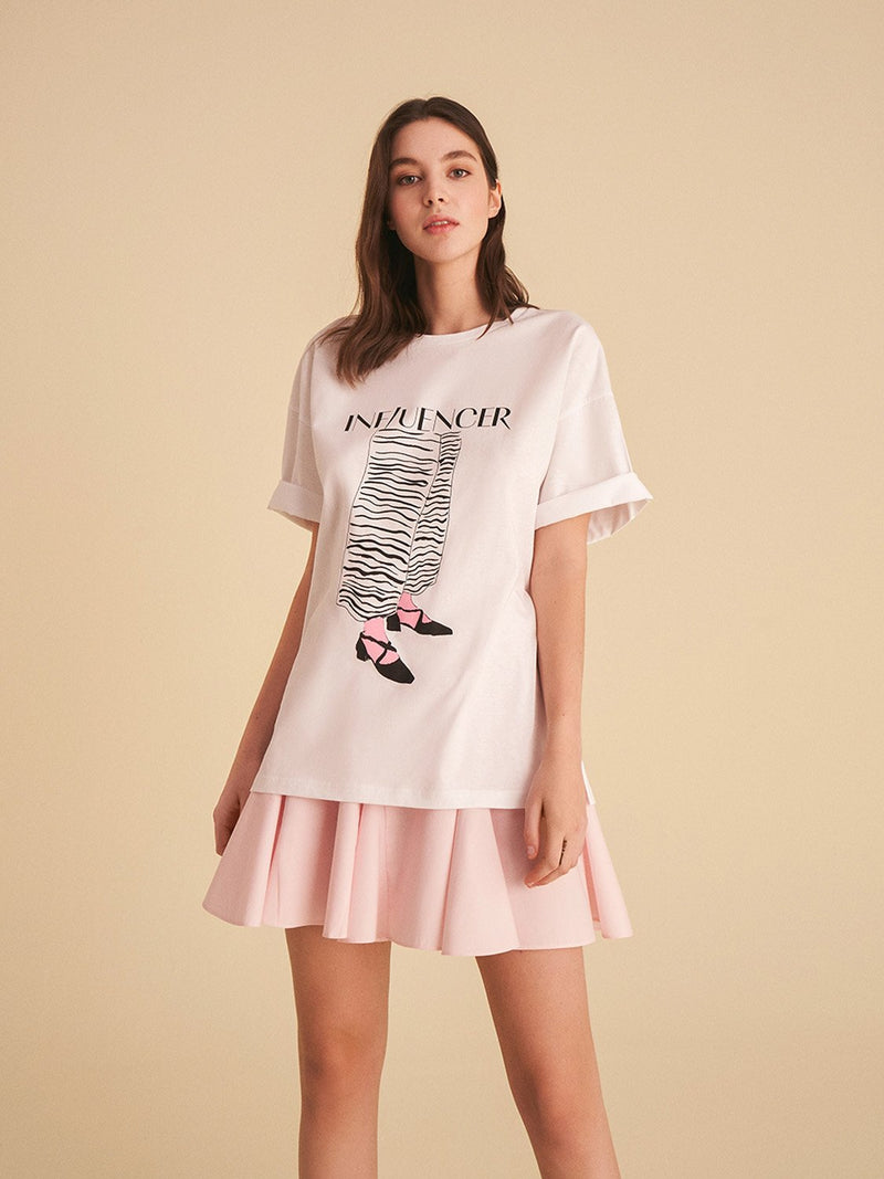 Nocturne Printed Oversize T-Shirt White