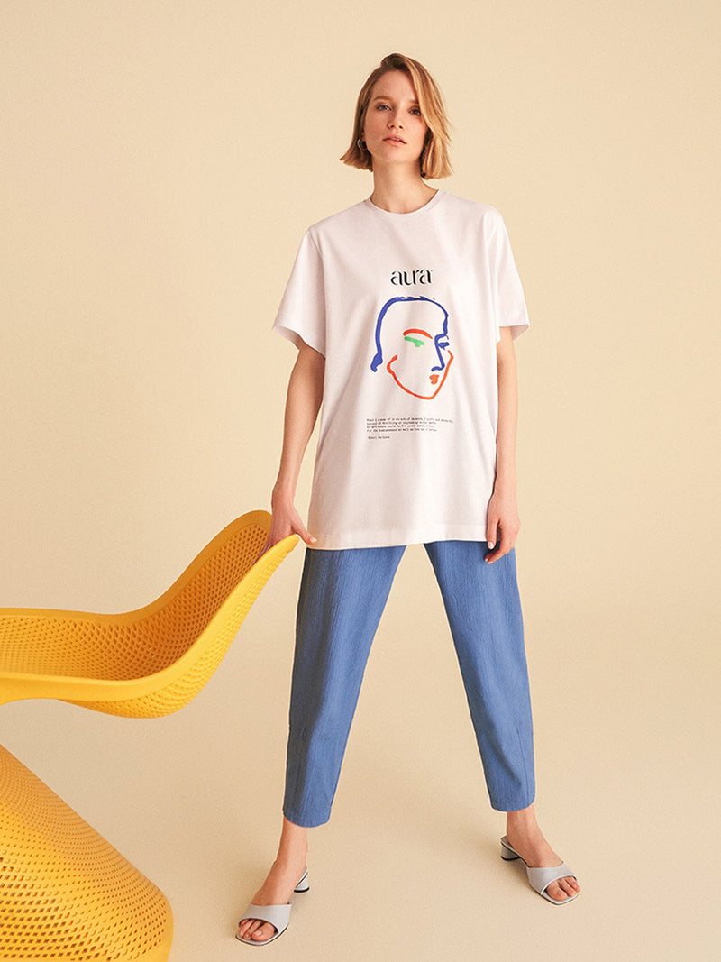 Nocturne Silhouette Printed Oversize T-Shirt White